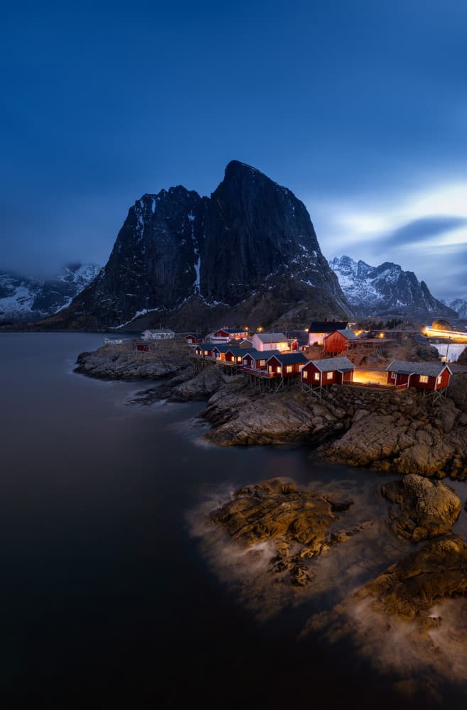 Nordic Village Lights by Ti Wang — canvas wall art