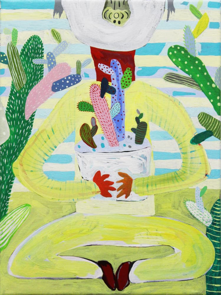 Whimsical Cactus Meditation by Fedele Frost — canvas wall art
