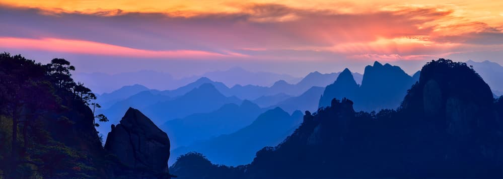 Layered Mountain Sunset by Mei Xu — canvas wall art