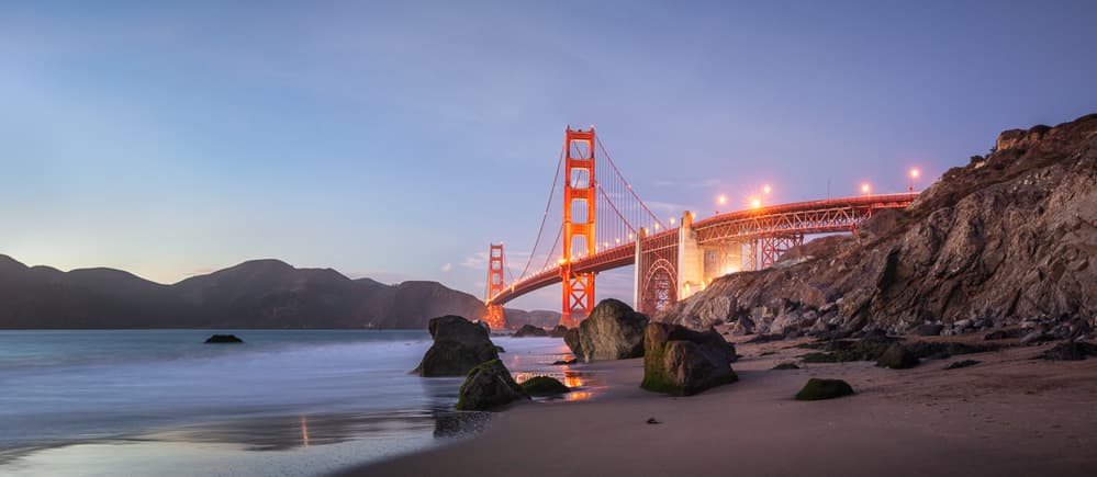 Golden Gate Evening Glow by fegari — canvas wall art