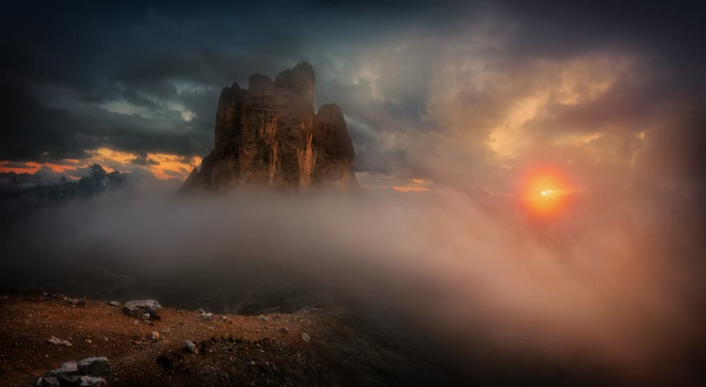 Misty Mountain Sunset by Krzysztof Browko — canvas wall art