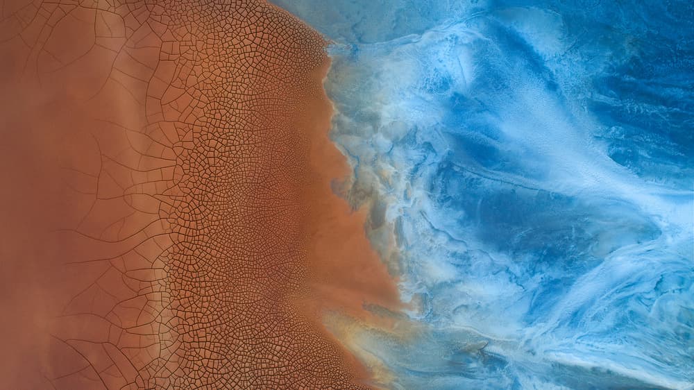 Blue Water Cracked Earth by Mei Xu — canvas wall art
