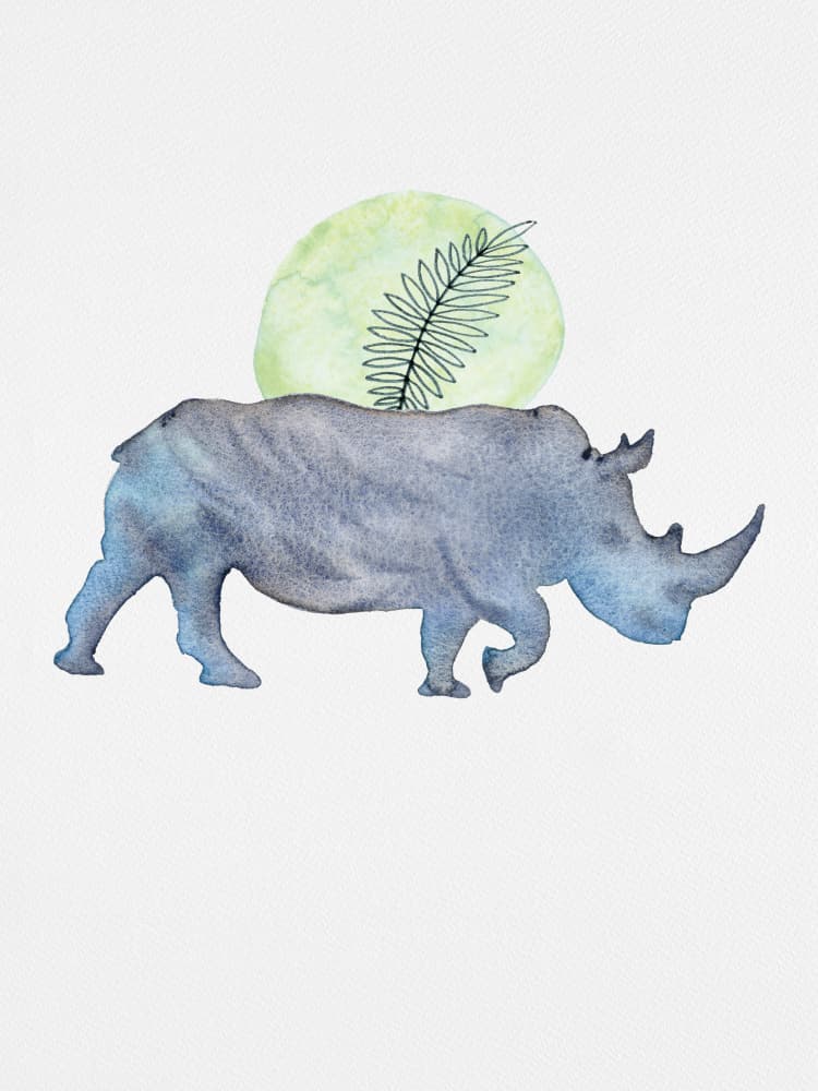 Rhino Tropical Fern by Suchi Deb — canvas wall art