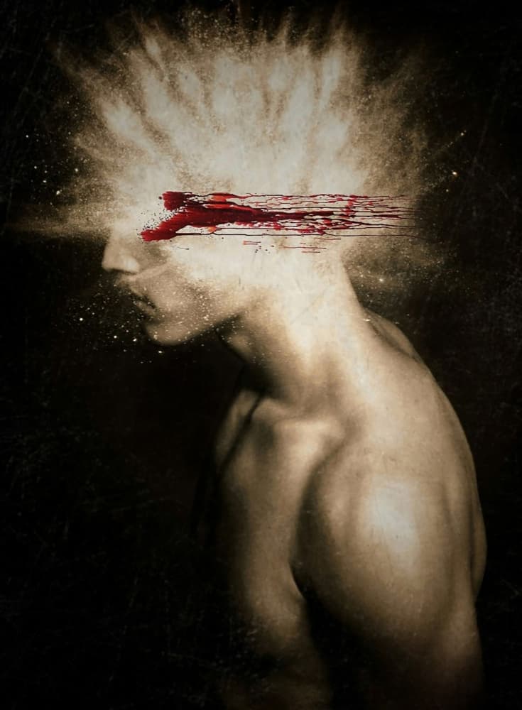Exploding Mind Portrait by Ingrida Urbonavičienė — canvas wall art