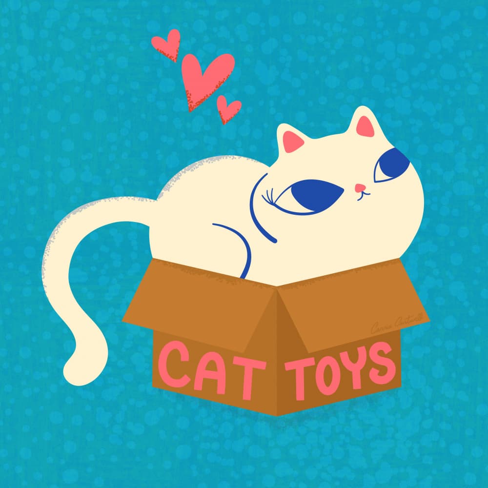 Cat Toy Box by Carrie Cantwell — canvas wall art