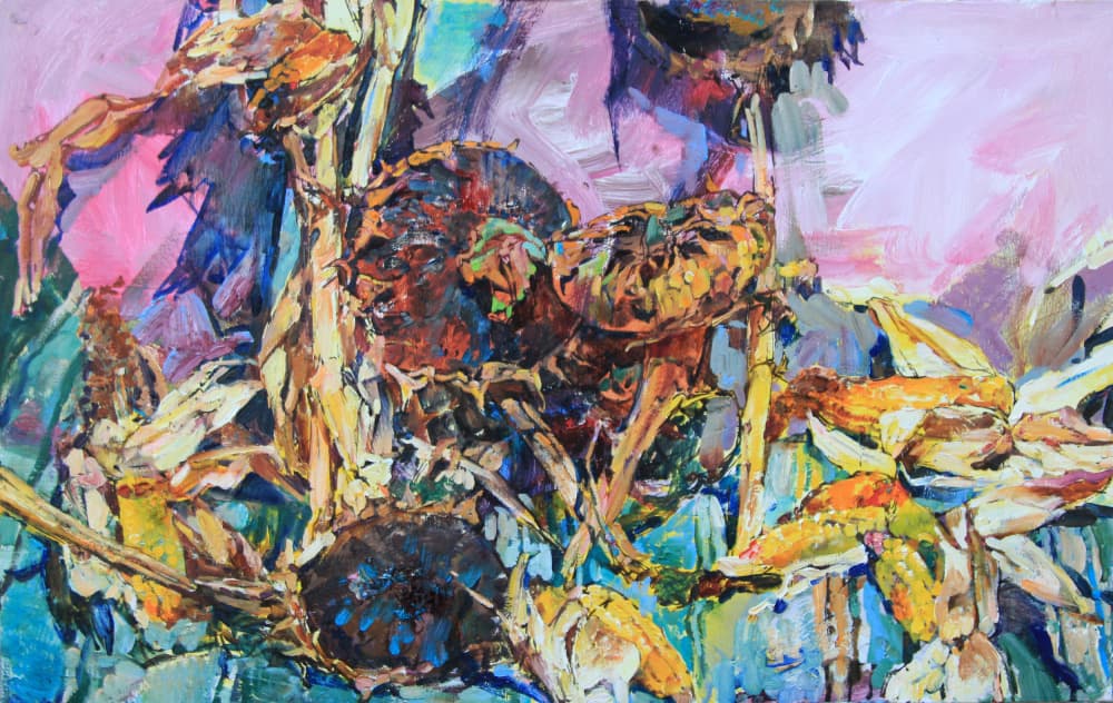 Dried Sunflowers Painting by Andrii Kutsachenko — canvas wall art