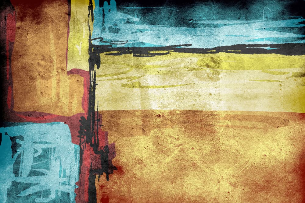 Distressed Abstract Color Blocks by Rafal Kulik — canvas wall art