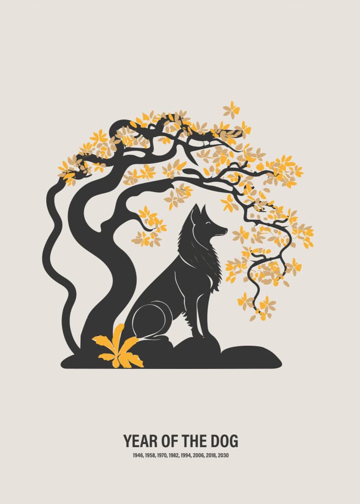 Year Of The Dog by Paperago — canvas wall art