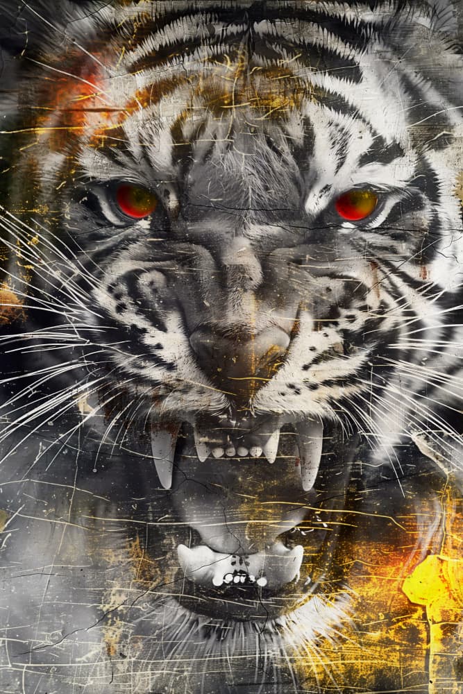 Fierce Tiger Roar by Rafal Kulik — canvas wall art
