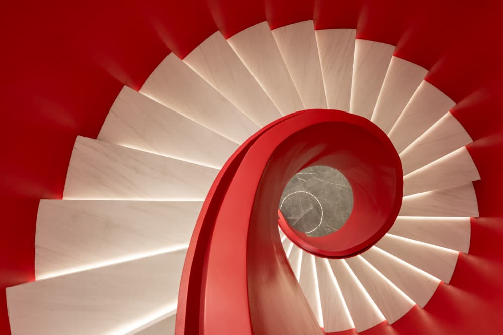 Red Spiral Staircase by konglingming — canvas wall art