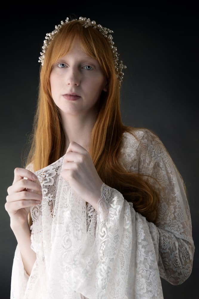 Redhead in White Lace by Jan Slotboom — canvas wall art