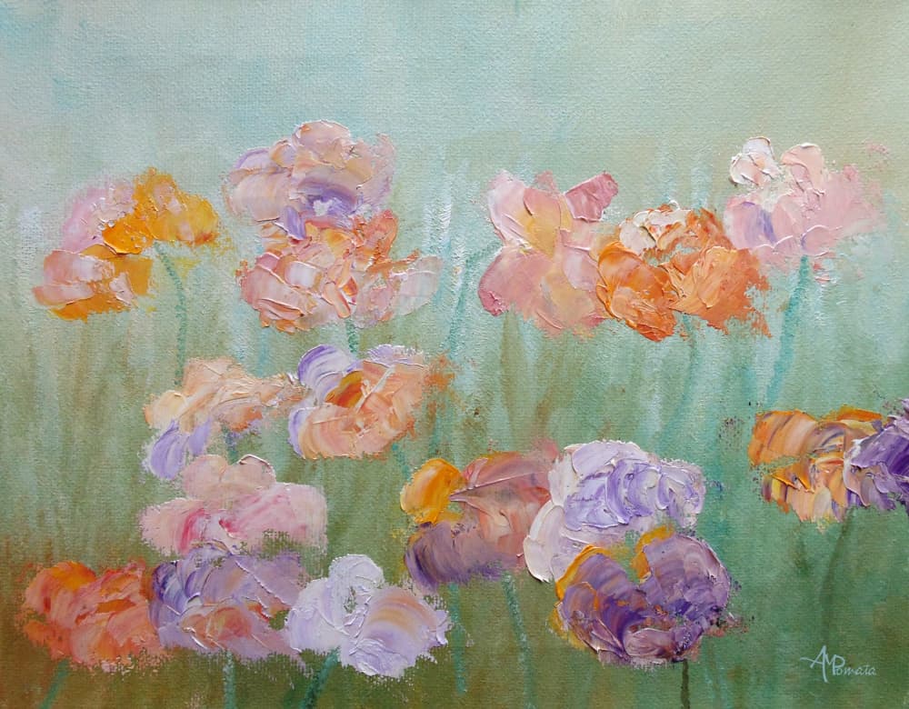 Colorful Textured Blooms by Angeles M. Pomata — canvas wall art