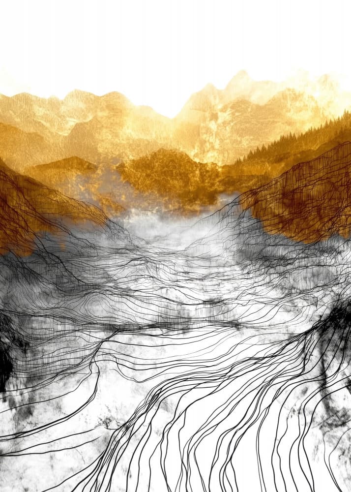 Golden Ridge Flow by Justyna Jaszke — canvas wall art
