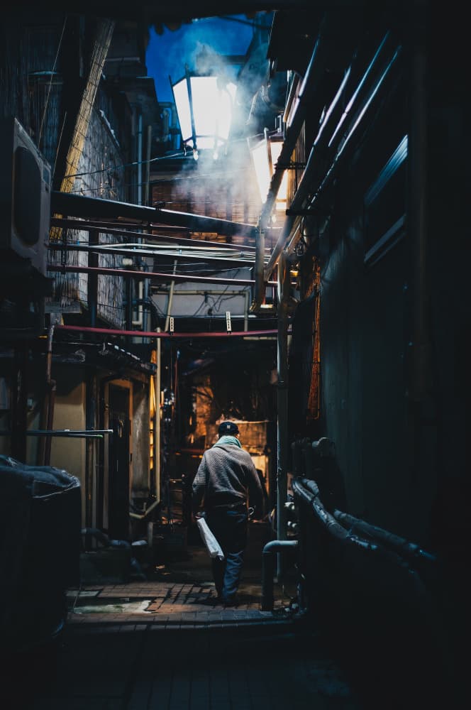 Night Alley Steam by Yuzo Fujii — canvas wall art