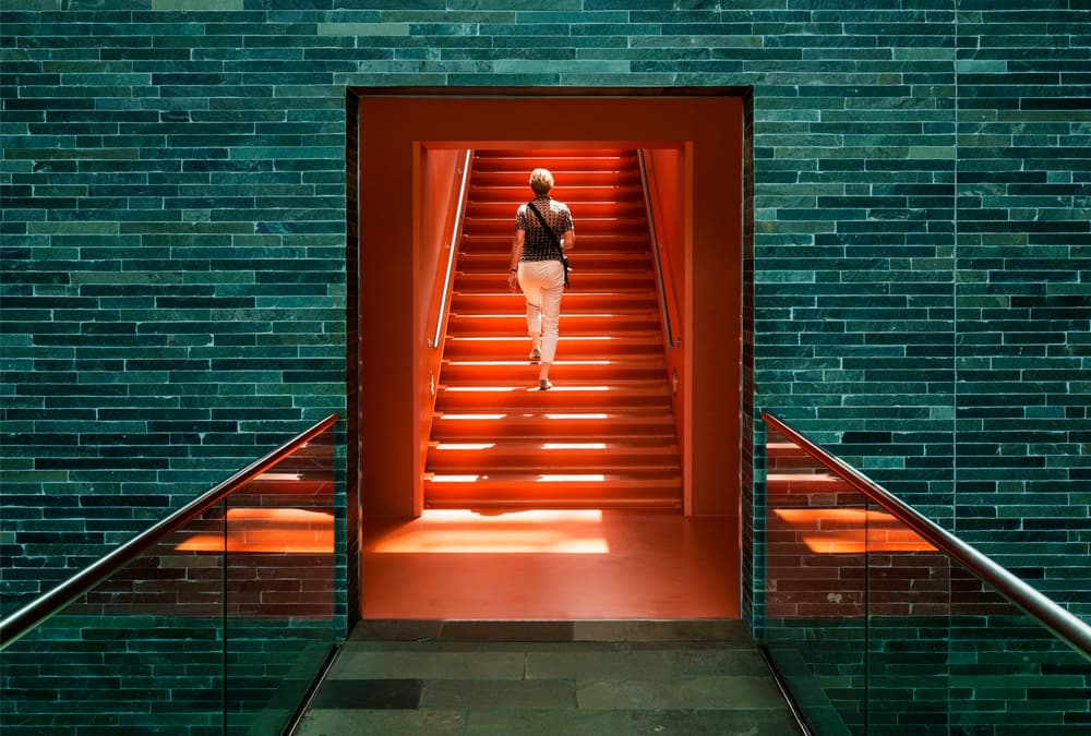 Vibrant Stairway Ascent by Gerard Jonkman — canvas wall art