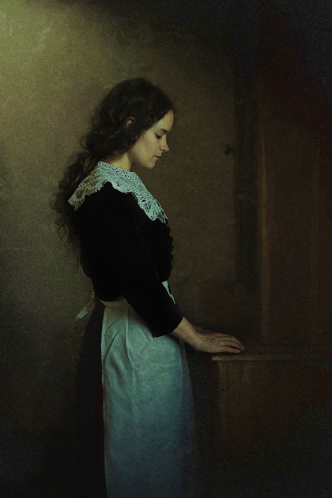 Pensive Woman Muted Light by kenp — canvas wall art