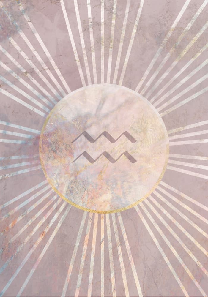 Pink Aquarius Symbol by Sarah Manovski — canvas wall art