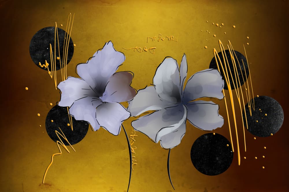 Golden Abstract Blooms by Rafal Kulik — canvas wall art