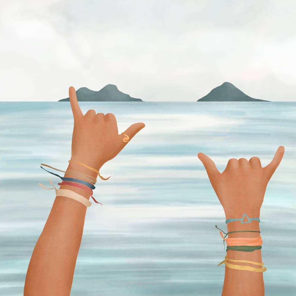 Shaka Hands Tropical Ocean by Flow Line — canvas wall art