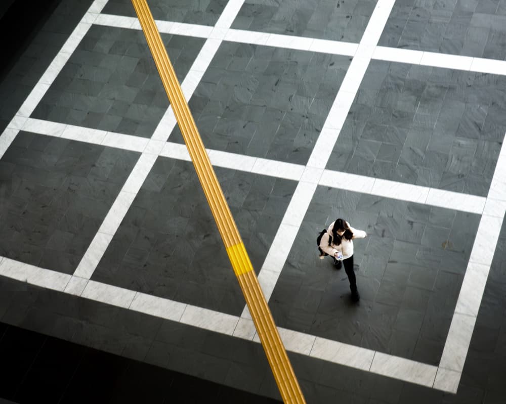 Solitary Walker Yellow Line by Haruyo Sakamoto — canvas wall art