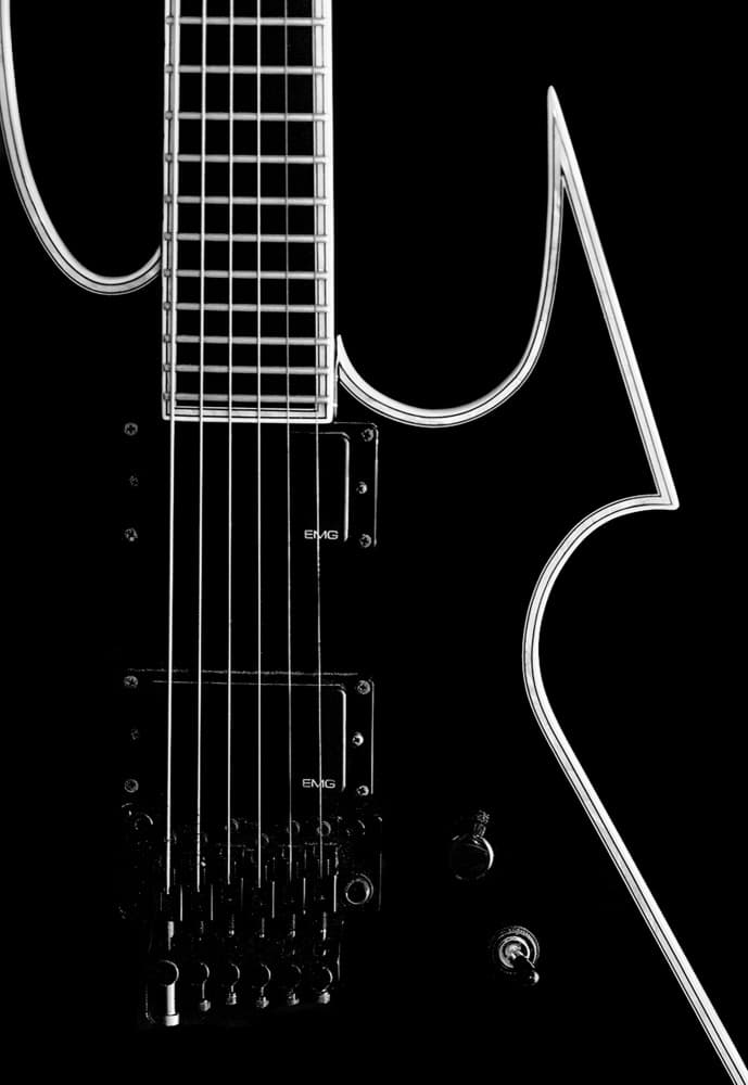 Sleek Black Guitar by FranzStaab — canvas wall art