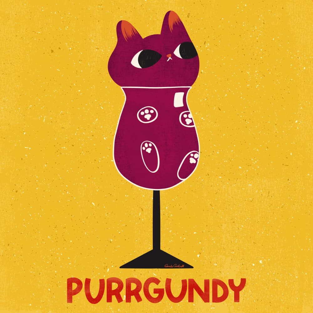 Purrgundy by Carrie Cantwell — canvas wall art