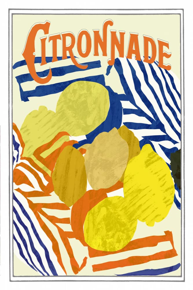Citronnade Lemons Stripes by cartissi — canvas wall art