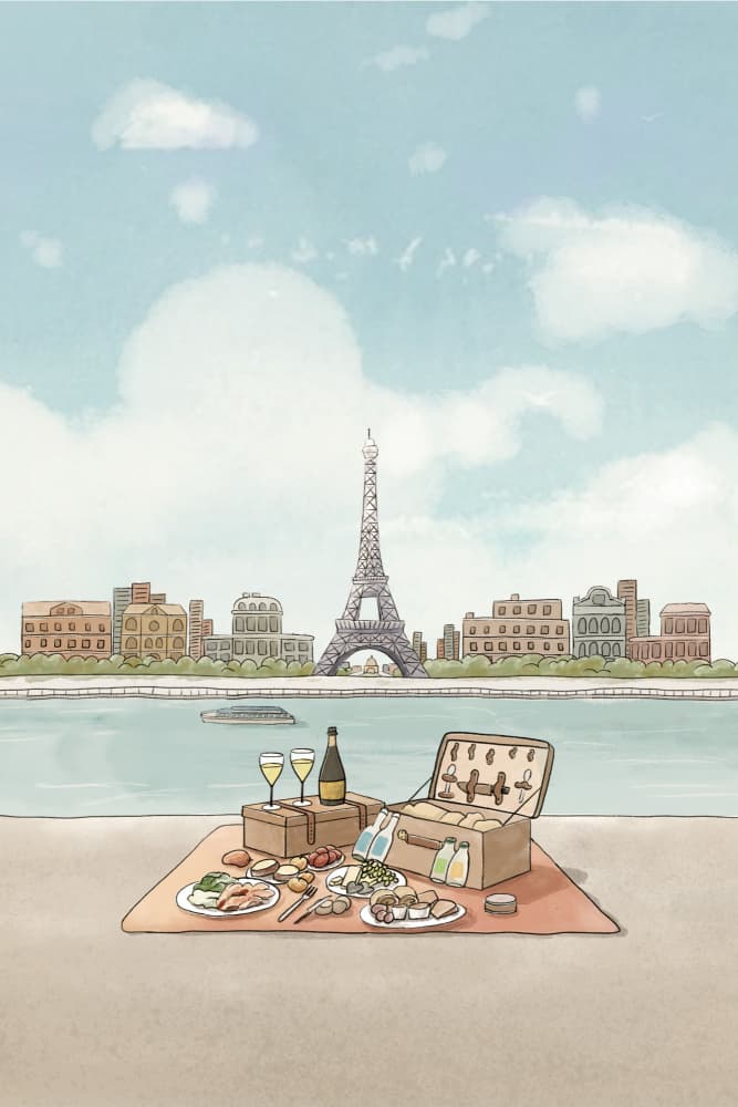 Parisian Riverside Picnic by Xuan Thai — canvas wall art