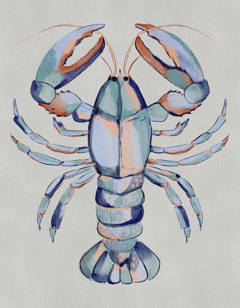 Watercolor Blue Lobster by Nikita Jariwala — canvas wall art