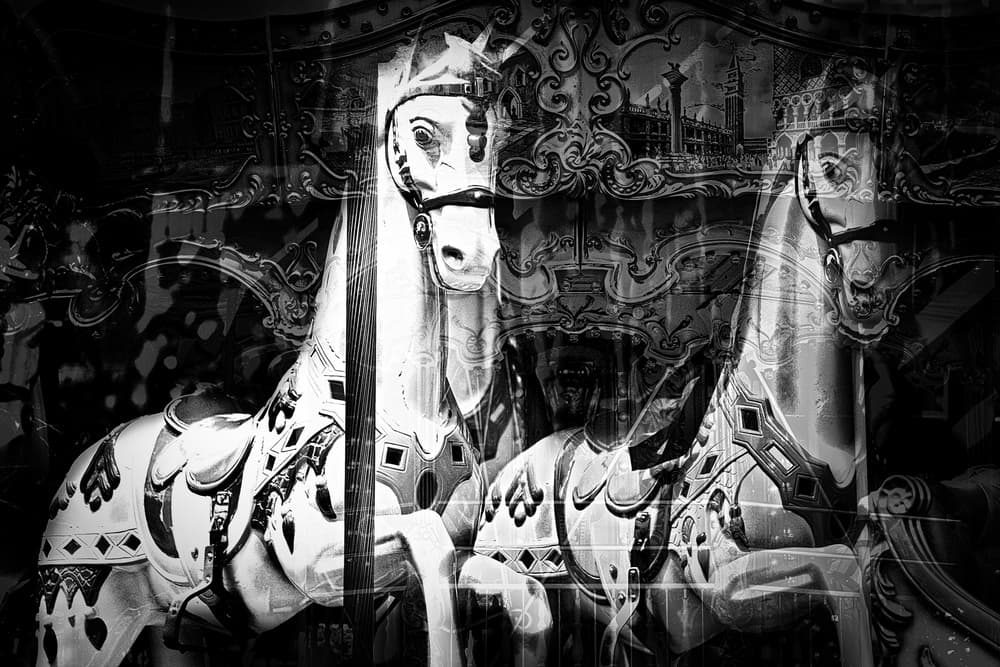 Vintage Carousel City by Angel Julie — canvas wall art