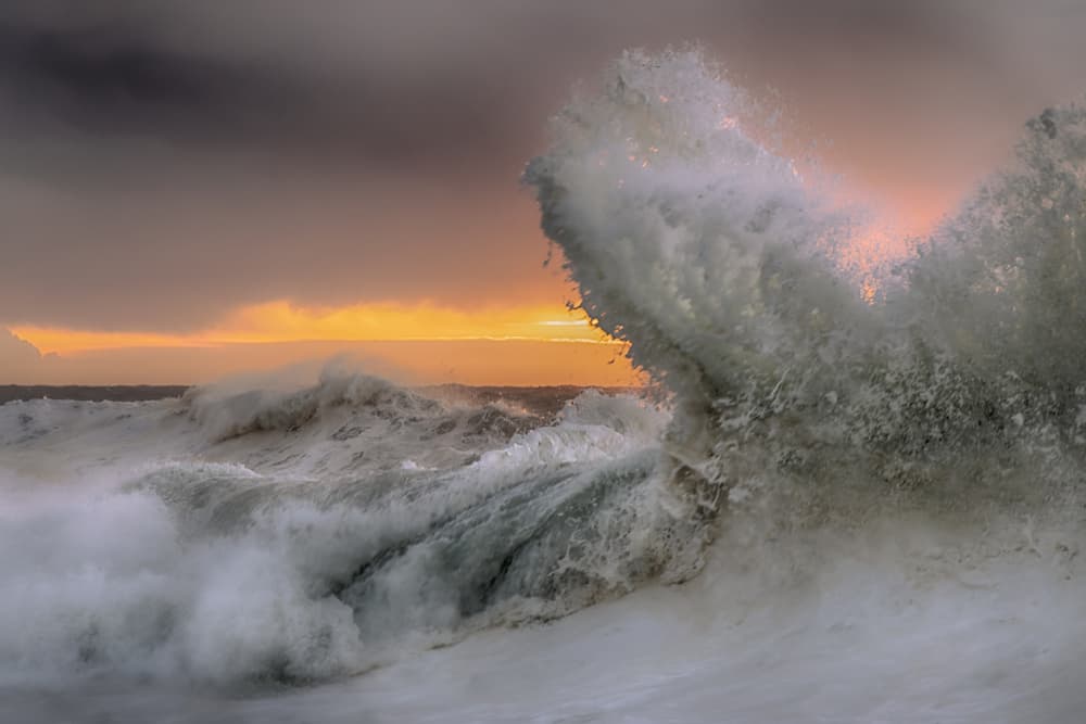 Crashing Ocean Sunset by Paolo Bolla — canvas wall art