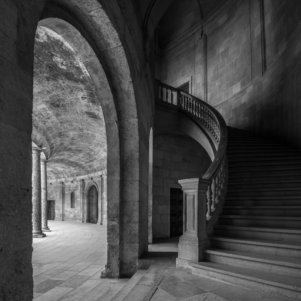 Arches and Spiral Staircase by Renata Łacina — canvas wall art