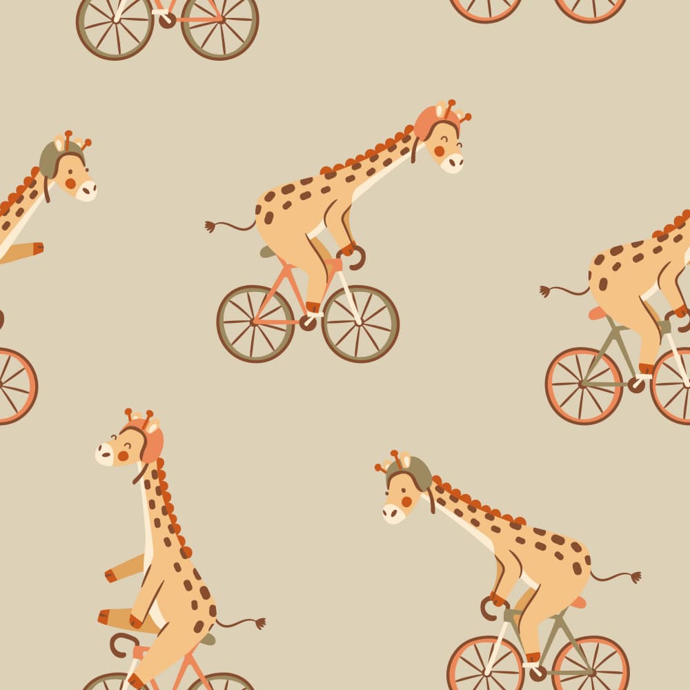 Whimsical Giraffes Cycling by Weronika Gross — canvas wall art