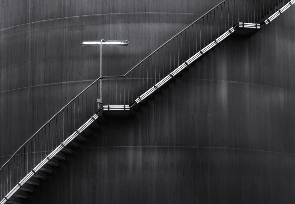 Stark Industrial Staircase by Hans Günther — canvas wall art