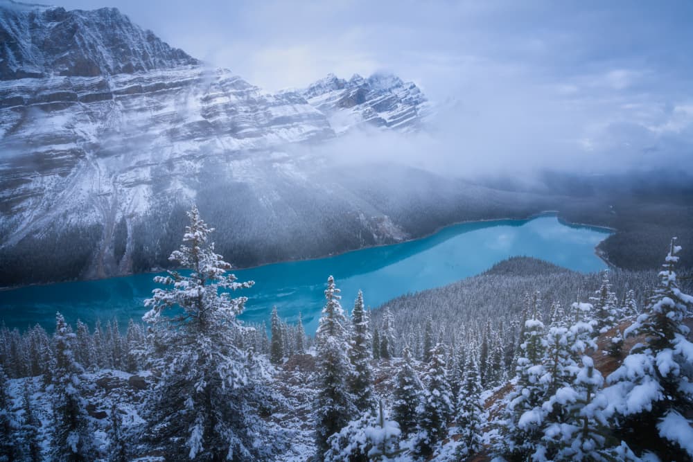 Snowy Mountain Blue Lake by Yongnan Li （李永男） — canvas wall art