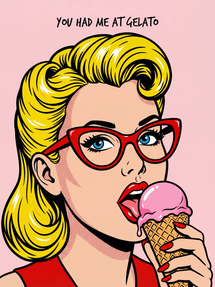 Retro Girl Gelato by Andreas Magnusson — canvas wall art