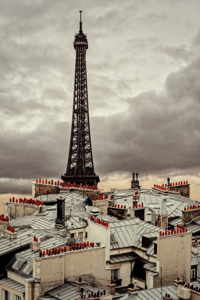 Parisian Rooftops Eiffel Tower by Saad Salem — canvas wall art