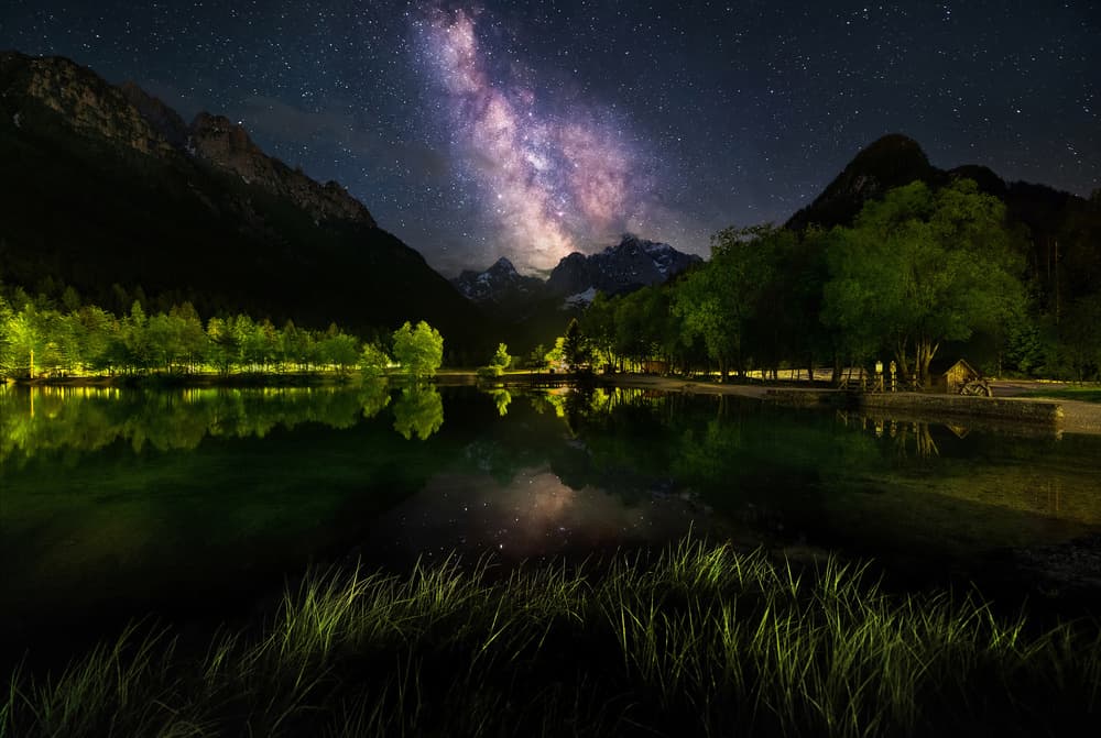 Milky Way Mountain Lake by Ales Krivec — canvas wall art