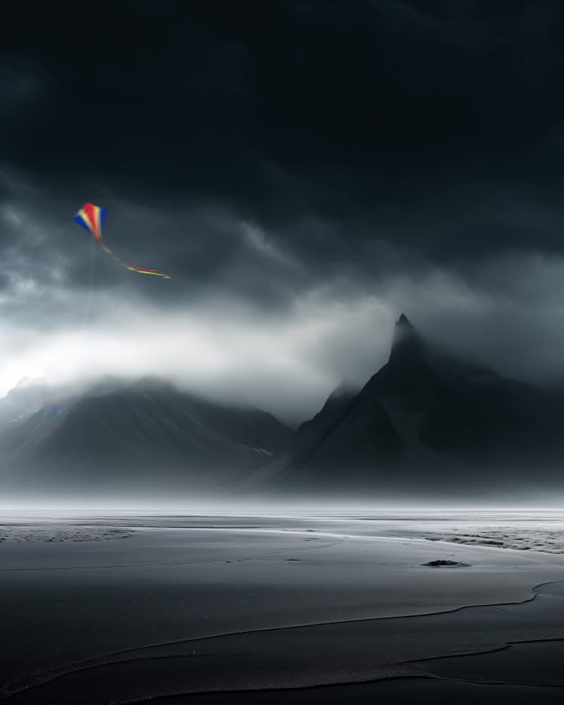 Kite Over Misty Mountains by Hosam.Karara — canvas wall art