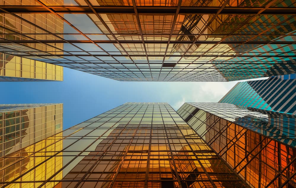 Skyscrapers Golden Reflections by Fabrizio Massetti — canvas wall art