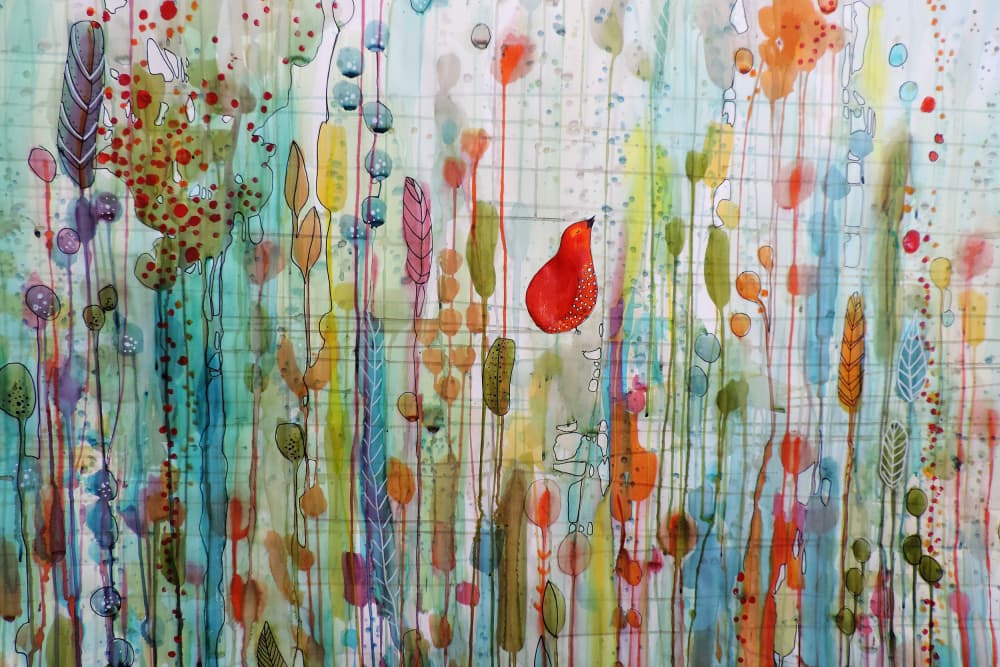 Whimsical Garden Bird by Sylvie Demers — canvas wall art
