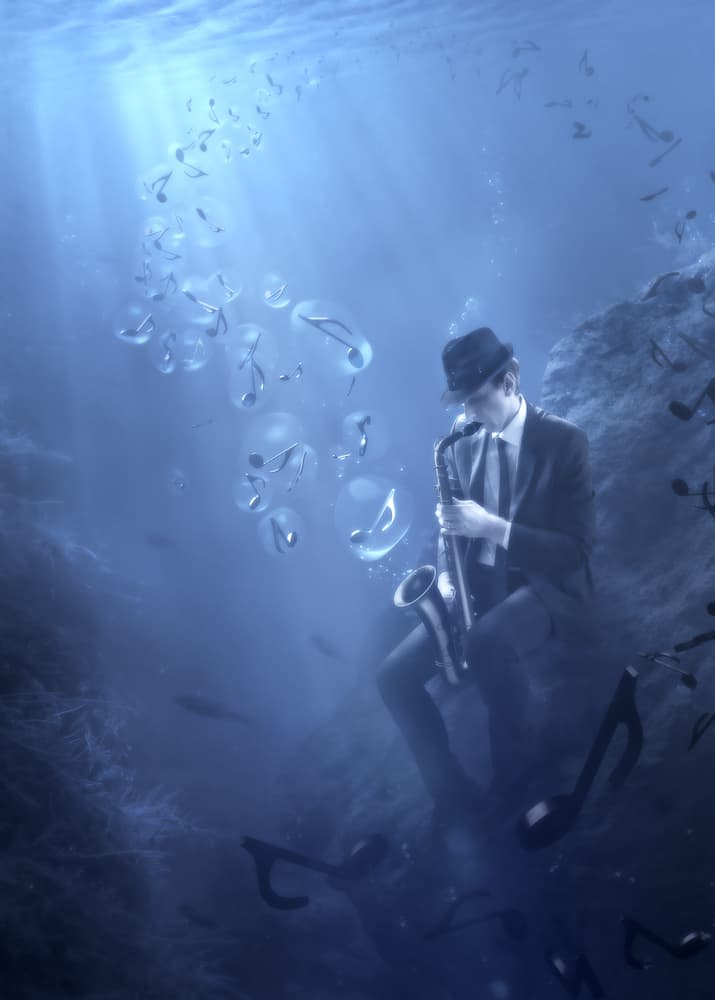 Underwater Jazz Man by Christophe Kiciak — canvas wall art