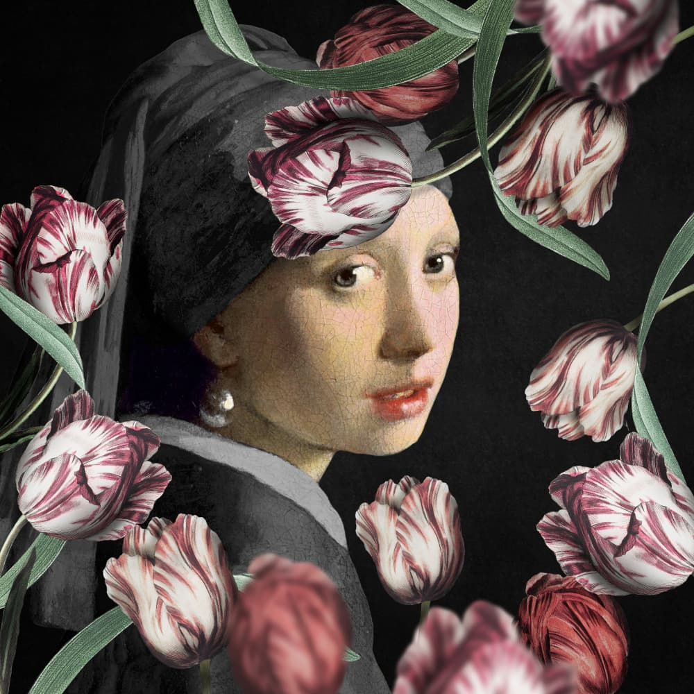 Mysterious Floral Gaze by Marja van den Hurk — canvas wall art