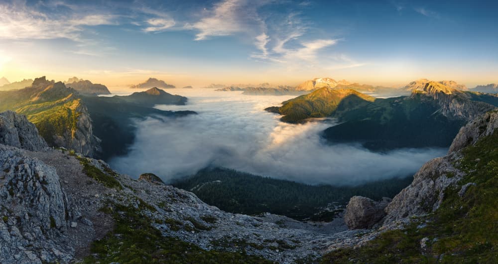 Golden Mountain Fog by Martin Strouhal QEP — canvas wall art