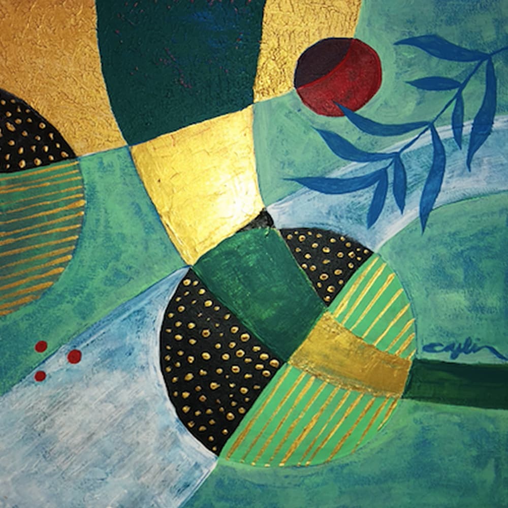 Golden Green Abstract by Aylin Demir — canvas wall art