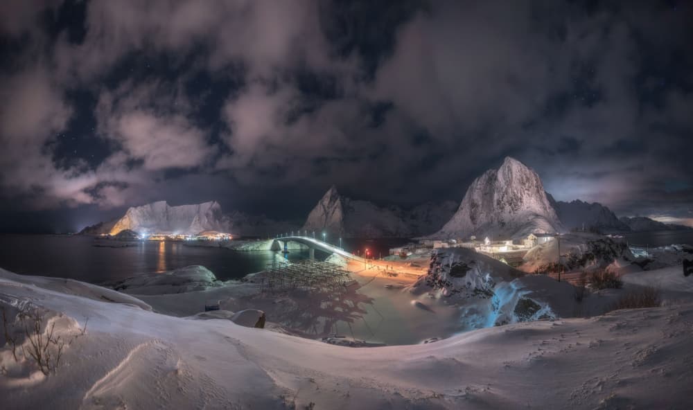 Arctic Village Lights by Carlos Gonzalez — canvas wall art