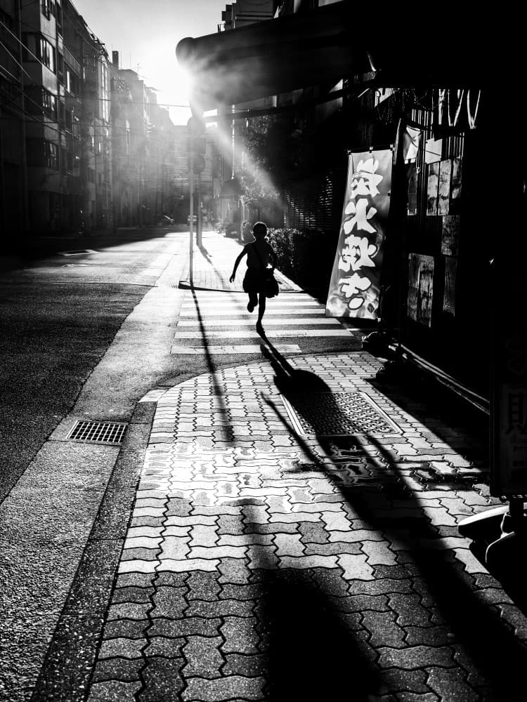 Child Running Through Sunlight by Kenichiro Tsukada — canvas wall art