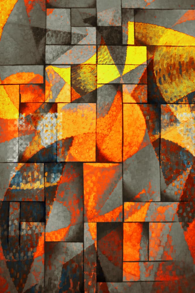 Vibrant Geometric Orange Blocks by Christina Sillen — canvas wall art