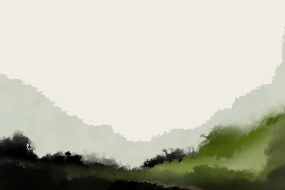 Misty Green Mountains by Josie George — canvas wall art