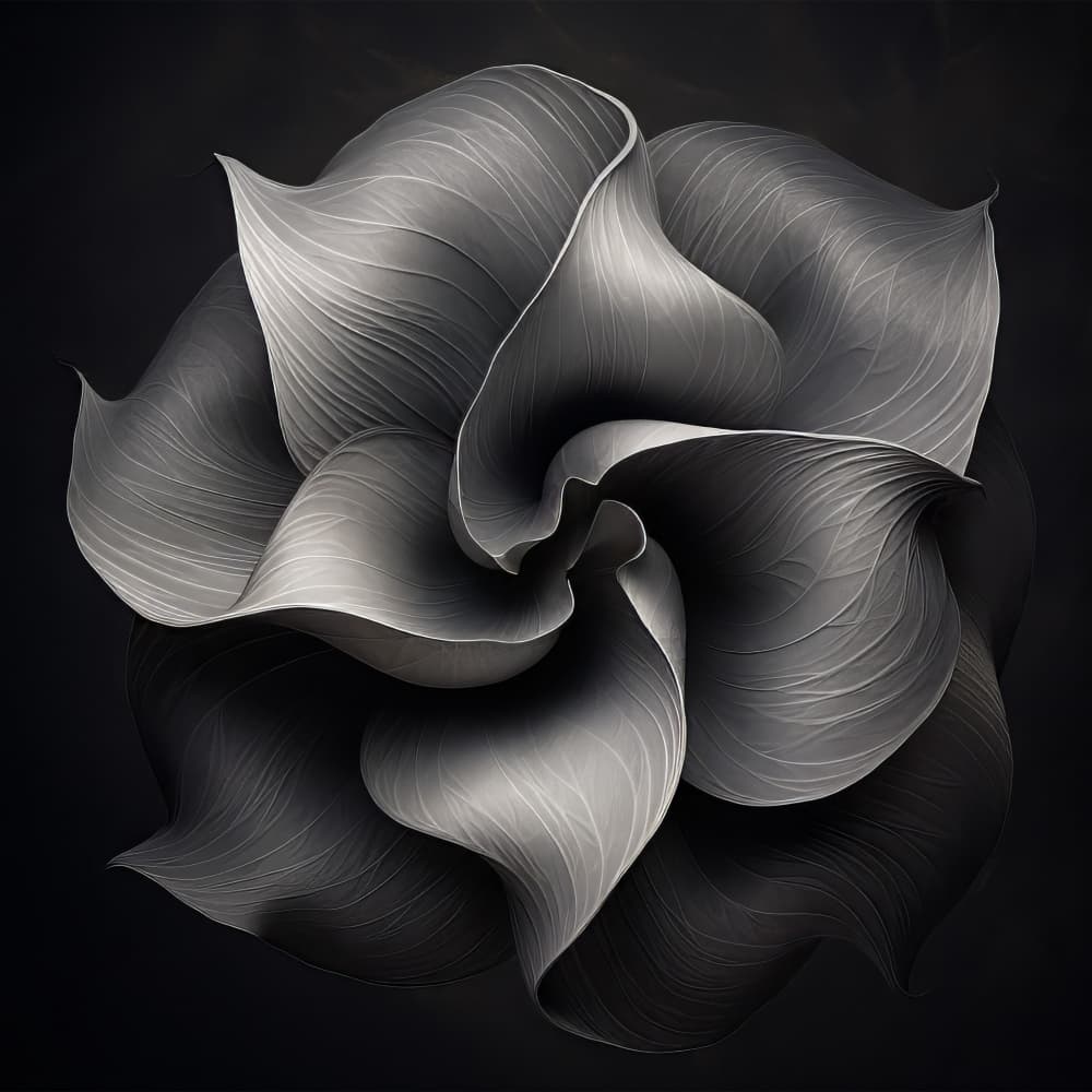 Monochrome Floral Swirl by Bilge Paksoylu — canvas wall art